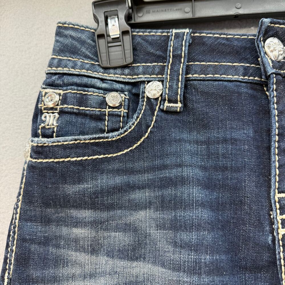 Miss Me Jeans Women's 26x31.5 (2) Dark Blue Standard Skinny Angel Wings EUC - Picture 5 of 15